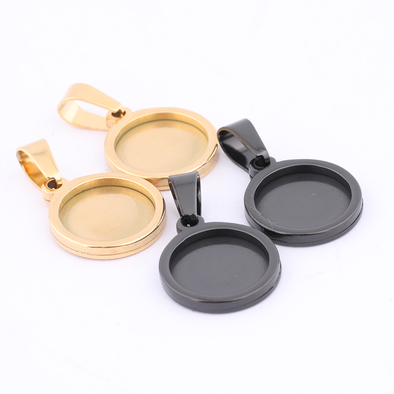 10pcs Gold Plated Black 12mm R – обзор и цена Bezels Set Pendant