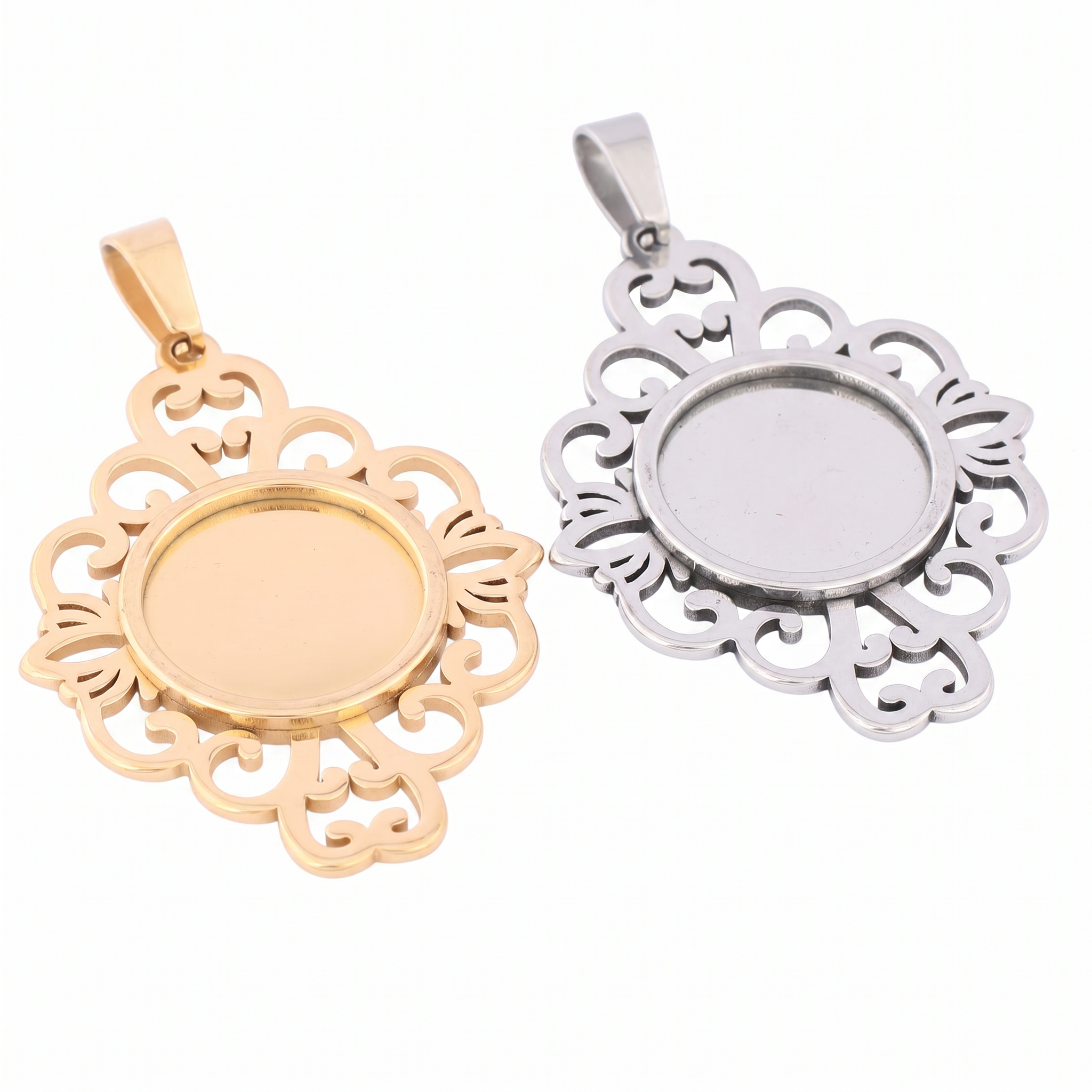 5pcs Stainless Steel Filigree  – обзор и цена Bezels Set Pendant