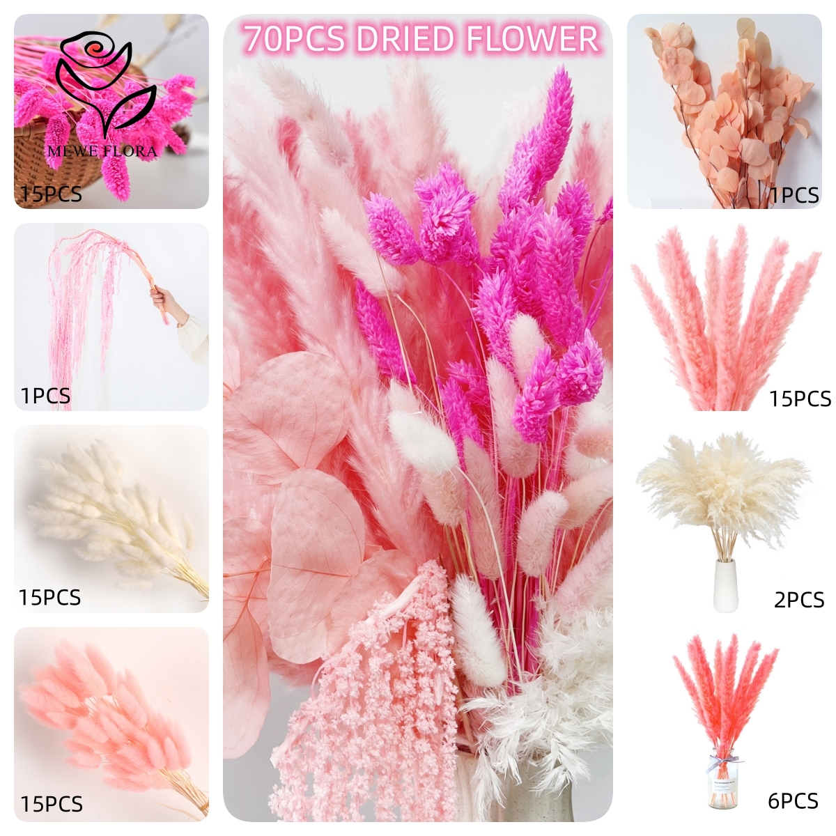 Natural Pampas Pink Dried Flow – обзор и цена Dried Flower Bulk