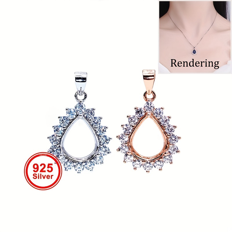 1pc Rose Golden Silvery Tear D – обзор и цена Bezels Set Pendant