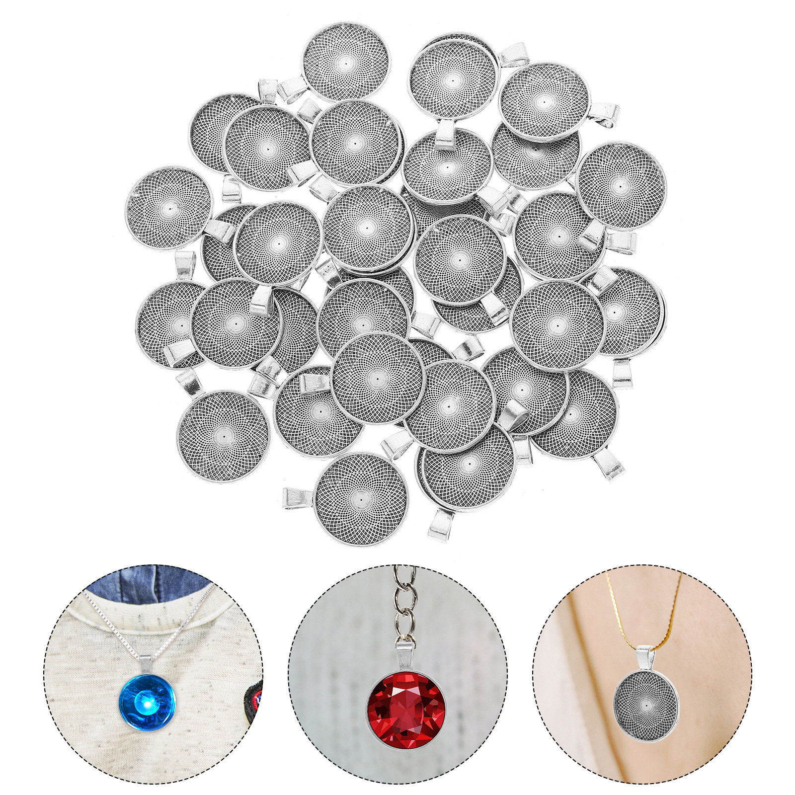 40Pcs Round Pendant Bezels Fla – обзор и цена Bezels Set Pendant