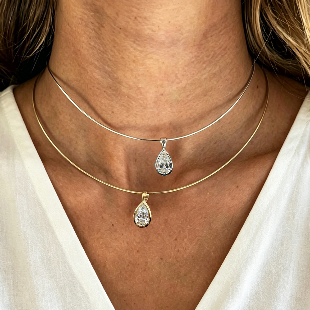 BXINY 3CT Bezel Set Pear Cut M – обзор и цена Bezels Set Pendant